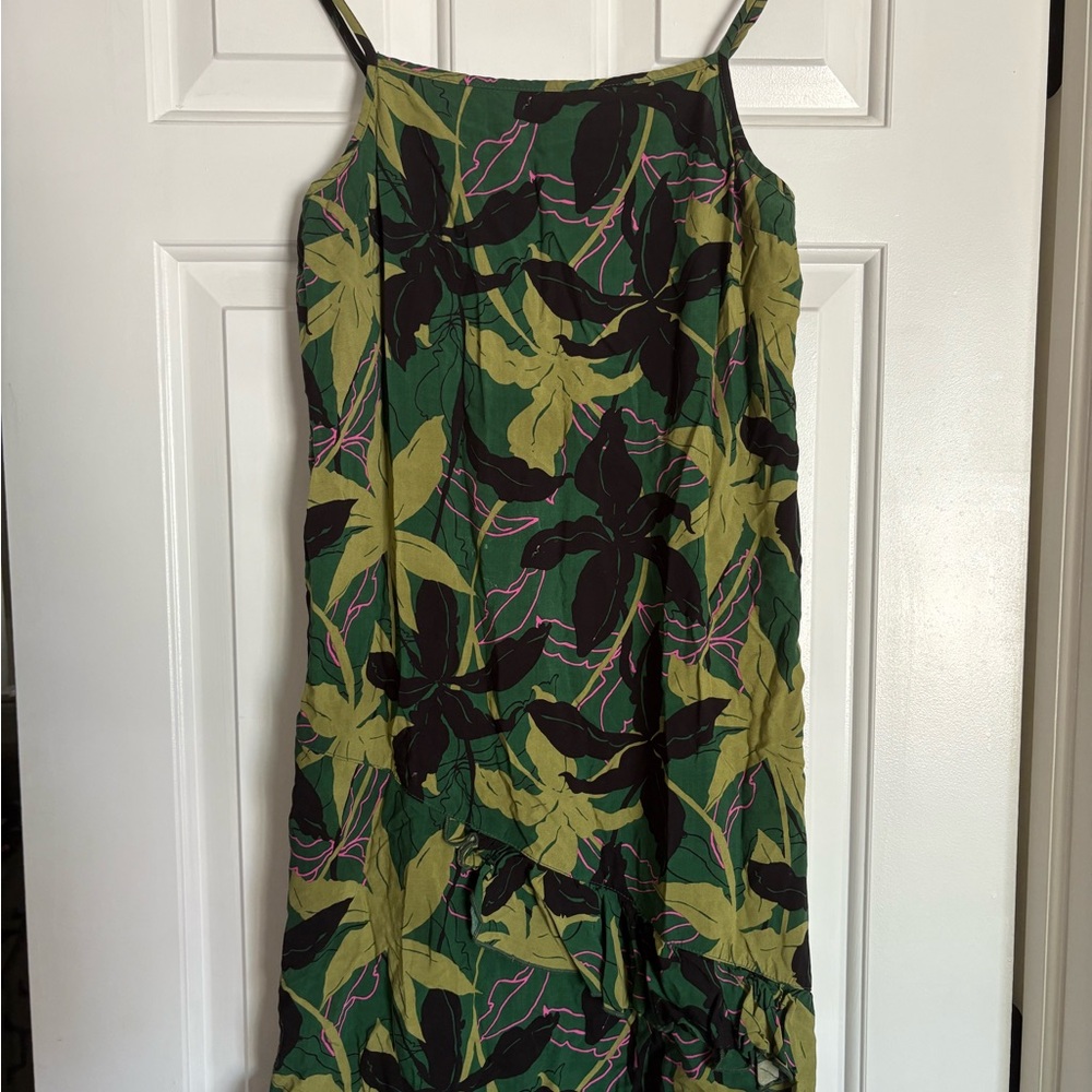 Floral Green and Brown Women's Dress